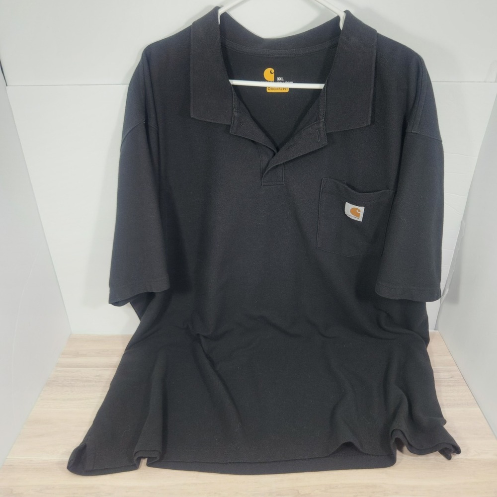 2018 Carhartt Shirt Mens 3XL Black Original Fit Pocket Polo‎ K570 BLK - Picture 2 of 8